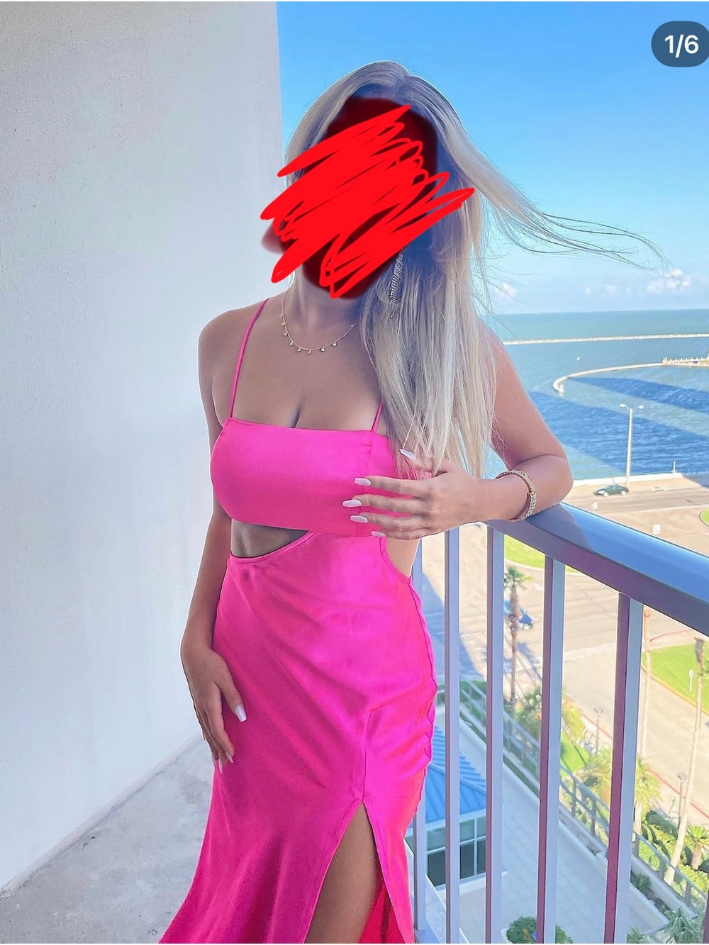 White Fox Boutique Hot Pink Strapless Cutout Maxi Dress